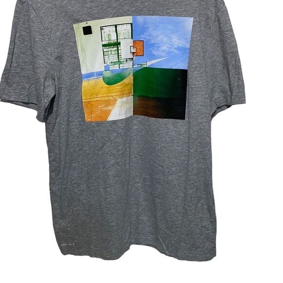 Nike Men's 4 Pic 1 Word Print Gray Short Sleeve Casual T-Shirt Size M - Picture 1 of 8